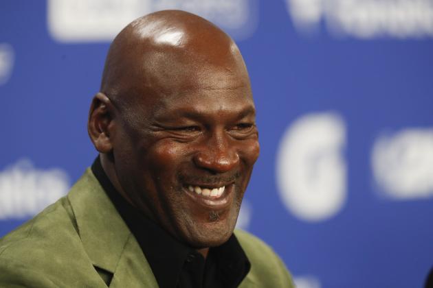 Former basketball superstar Michael Jordan speaks during a press conference ahead of NBA basketball game between Charlotte Hornets and Milwaukee Bucks in Paris, Friday, Jan. 24, 2020. (AP Photo/Thibault Camus))