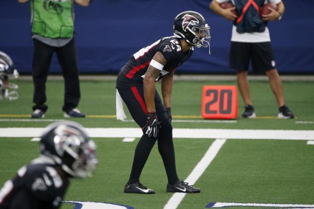 Atlanta Falcons cornerback A.J. Terrell (24) defends against the Dallas Cowboys during the second quarter of an NFL Football game in Arlington, Texas, Sunday, Sept. 20, 2020. (AP Photo/Michael Ainsworth)