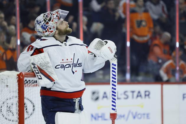 Washington Capitals' Braden Holtby plays during an NHL hockey game against the Philadelphia Flyers, Wednesday, Jan. 8, 2020, in Philadelphia. (AP Photo/Matt Slocum)