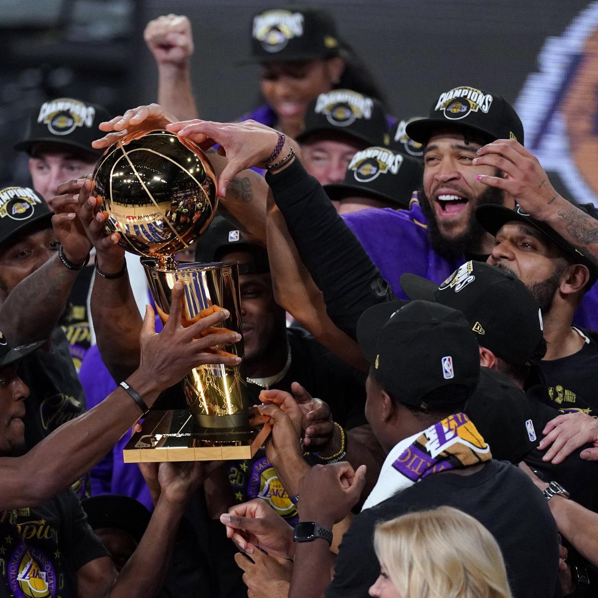 Detailed view of Los Angeles Lakers 2020 NBA Finals championship