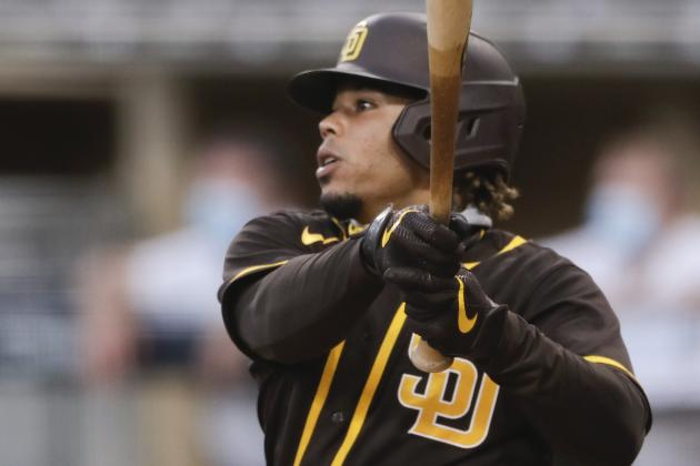 San Diego Padres' Luis Campusano during baseball training at Petco Park Thursday, July 16, 2020, in San Diego. (AP Photo/Gregory Bull)