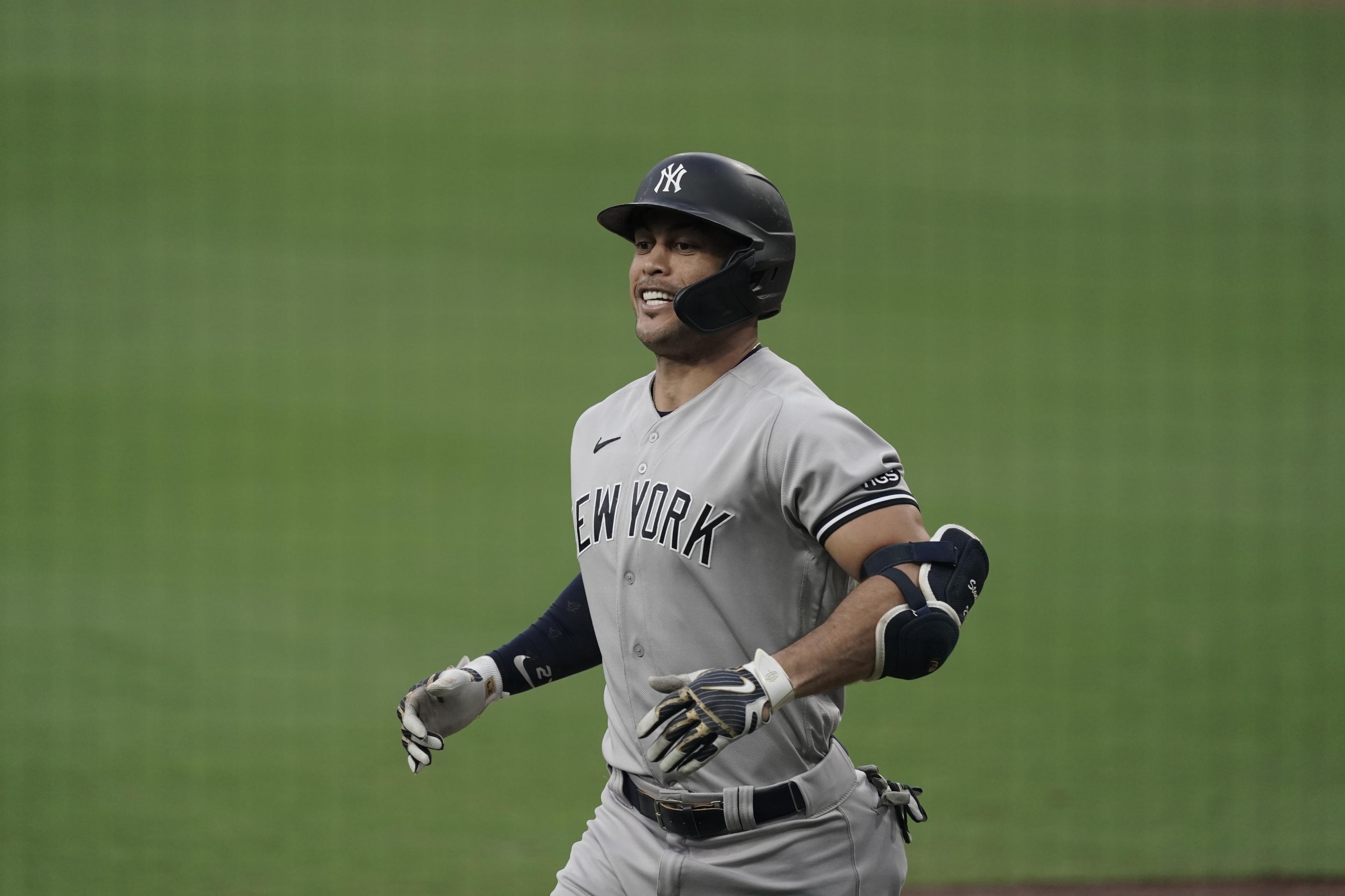 August 22, 2018: New York Yankees right fielder Giancarlo Stanton (27)  during a MLB game between the New York Yankees and the Miami Marlins at the  Marlins Park in Miami, Florida. The