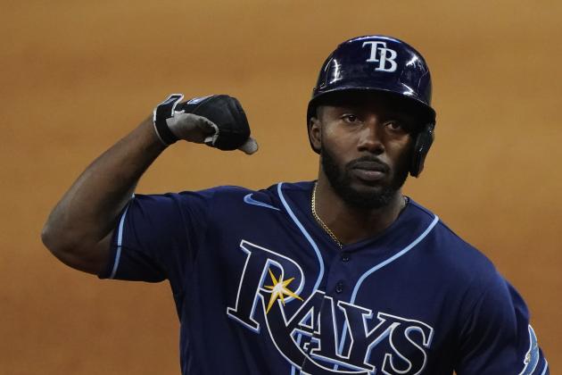 Tampa Bay Rays' Randy Arozarena celebrates a home run against the Los Angeles Dodgers during the fourth inning in Game 4 of the baseball World Series Saturday, Oct. 24, 2020, in Arlington, Texas. (AP Photo/Tony Gutierrez)