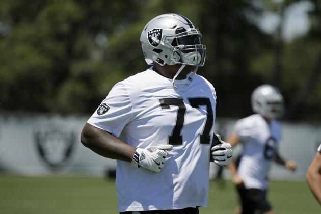 Oakland Raiders offensive tackle Trent Brown during NFL football minicamp Tuesday, June 11, 2019, in Alameda, Calif. (AP Photo/Eric Risberg)