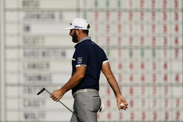 Dustin Johnson walks on the 17th green during the first round of the Masters golf tournament Friday, Nov. 13, 2020, in Augusta, Ga. (AP Photo/Matt Slocum)