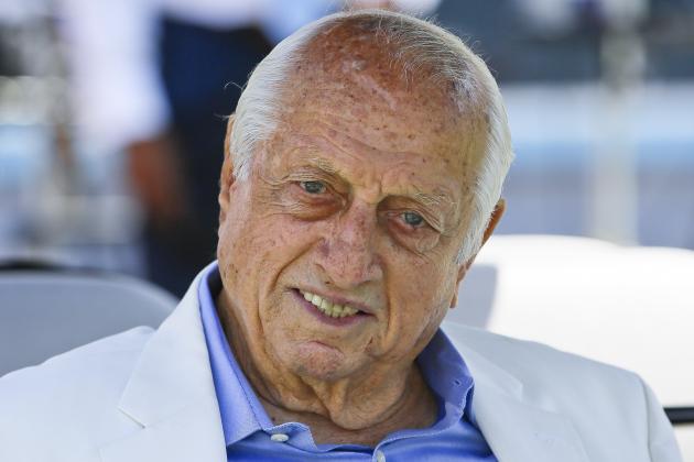 Los Angeles Dodgers former manager and Hall of Famer Tommy Lasorda attends a news conference at which Baseball Commissioner Rob Manfred announced that Dodger Stadium will host the All-Star Game in 2020, in Los Angeles on Wednesday, April 11, 2018. (AP Photo/Damian Dovarganes)