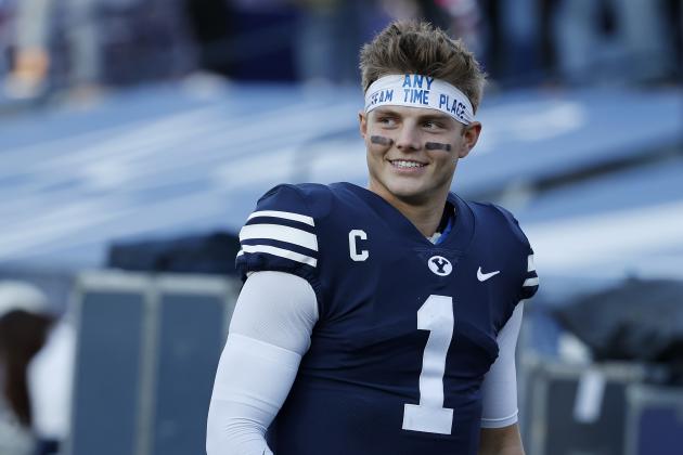 BYU quarterback Zach Wilson (1) reacts after their win against North Alabama in an NCAA college football game Saturday, Nov. 21, 2020, in Provo, Utah. (AP Photo/Jeff Swinger, Pool)