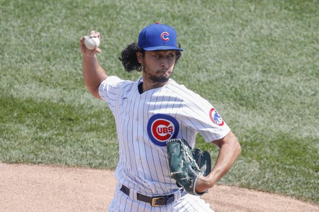 Chicago Cubs starting pitcher Yu Darvish (11) delivers against the Chicago White Sox during the first inning of a baseball game, Sunday, Aug. 23, 2020, in Chicago. (AP Photo/Kamil Krzaczynski)