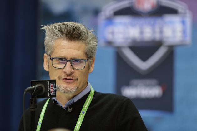 Atlanta Falcons general manager Thomas Dimitroff speaks during a press conference at the NFL football scouting combine in Indianapolis, Tuesday, Feb. 25, 2020. (AP Photo/Michael Conroy)