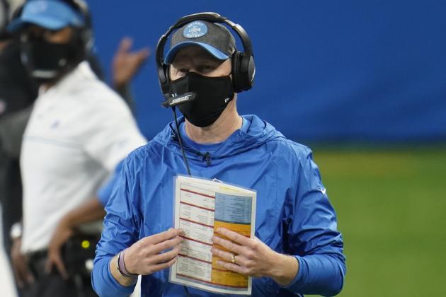 Detroit Lions head coach Darrell Bevell watches during an NFL football game against the Green Bay Packers, Sunday, Dec. 13, 2020, in Detroit. (AP Photo/Paul Sancya)