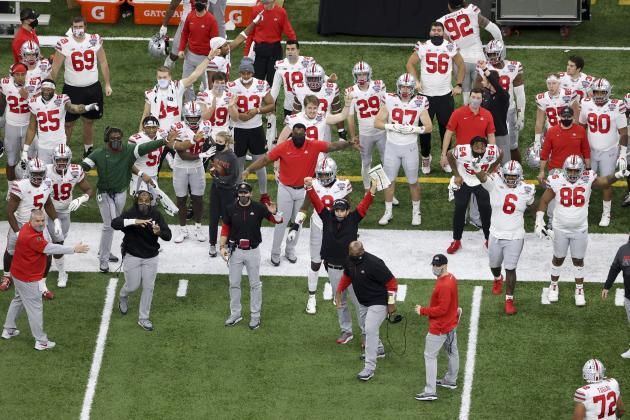 Ohio State celebrates after a fumble recovery against Clemson during the second half of the Sugar Bowl NCAA college football game Friday, Jan. 1, 2021, in New Orleans. (AP Photo/Butch Dill)