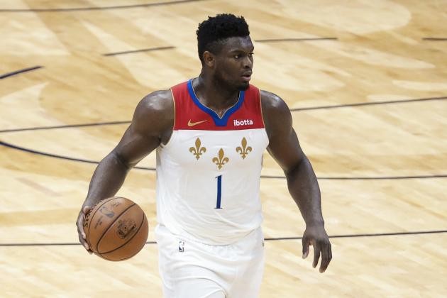 New Orleans Pelicans forward Zion Williamson (1) against the Charlotte Hornets in the third quarter of an NBA basketball game in New Orleans, Friday, Jan. 8, 2021. (AP Photo/Derick Hingle)