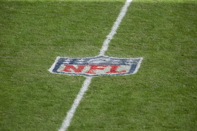 A painted NFL logos is seen on the field in a game between the Minnesota Vikings and Tampa Bay Buccaneers, Sunday, Dec. 13, 2020, in Tampa, Fla. (AP Photo/Alex Menendez)