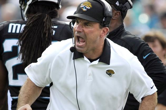 FILE - In this Dec. 9, 2012, file photo, Jacksonville Jaguars defensive line coach Joe Cullen yells from the sidelines during the first half of an NFL football game against the New York Jets in Jacksonville, Fla. Cullen turned down an offer to be Boston College's defensive coordinator, instead choosing to stay in Jacksonville and help coach Mike Mularkey turn things around. (AP Photo/Stephen Morton, File)