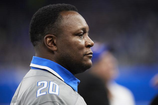 Former Detroit Lions running back Barry Sanders during an NFL football game in Detroit, Thursday, Nov. 28, 2019. (AP Images/Rick Osentoski)