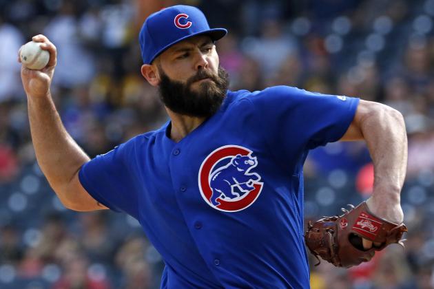 Chicago Cubs starting pitcher Jake Arrieta delivers in the first inning of a baseball game against the Pittsburgh Pirates in Pittsburgh, Monday, Sept. 4, 2017. (AP Photo/Gene J. Puskar)