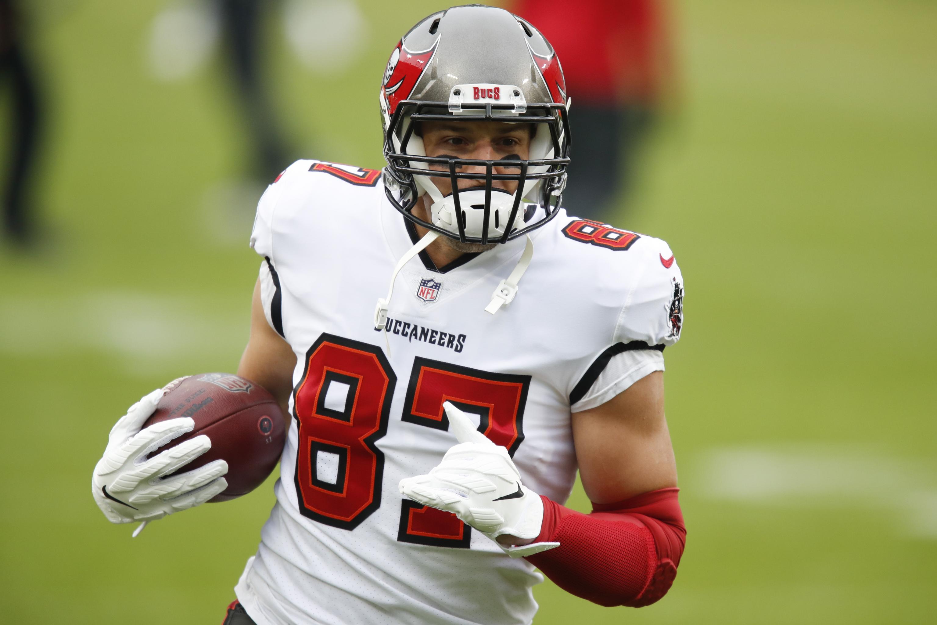 Rob Gronkowski Makes Hilarious Entrance at Bucs Camp [Watch]