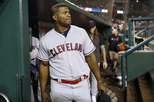 Cleveland Indians' Yasiel Puig walks out of the dugout after a baseball game against the Washington Nationals, Friday, Sept. 27, 2019, in Washington. (AP Photo/Patrick Semansky)