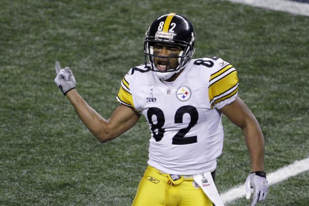 Pittsburgh Steelers' Antwaan Randle El celebrates after a 13 yard gain during the first half of the NFL Super Bowl XLV football game against the Green Bay Packers Sunday, Feb. 6, 2011, in Arlington, Texas. (AP Photo/Lynne Sladky)