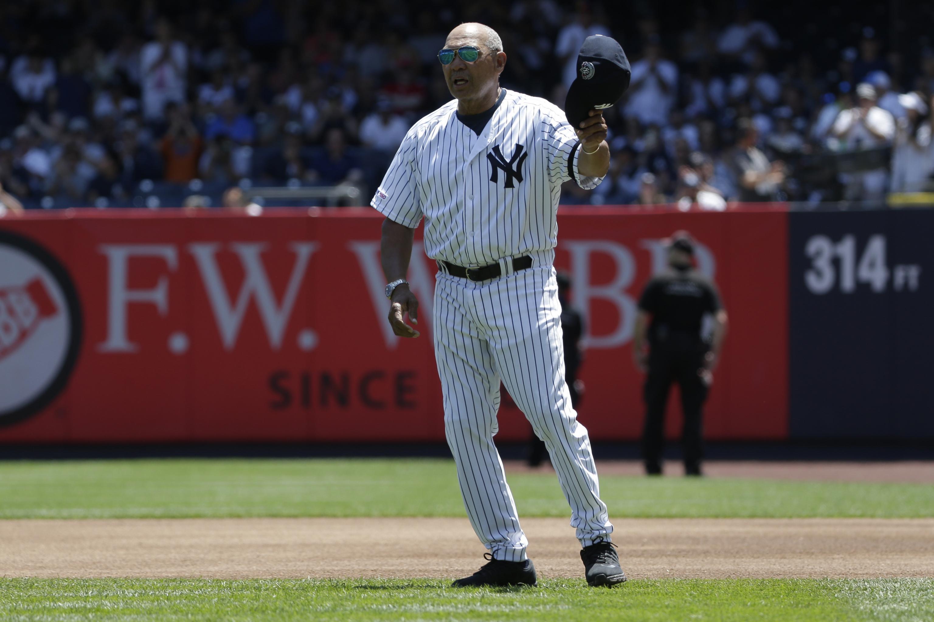 New York Yankees legend Reggie Jackson is introduced at New York