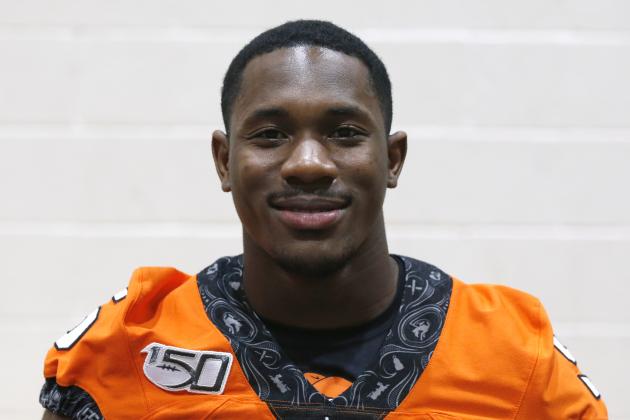 Oklahoma State cornerback Kemah Siverand is pictured during an NCAA college football media day in Stillwater Okla., Saturday, Aug. 3, 2019. (AP Photo/Sue Ogrocki)