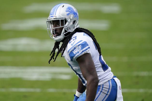 Detroit Lions cornerback Desmond Trufant plays against the Carolina Panthers during the second half of an NFL football game Sunday, Nov. 22, 2020, in Charlotte, N.C. (AP Photo/Gerry Broome)