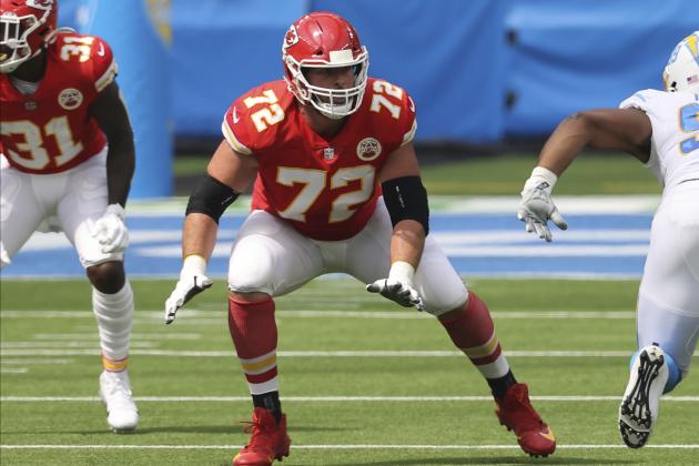 Kansas City Chiefs offensive tackle Eric Fisher (72) gets ready to block during an NFL football game between the between the Kansas City Chiefs and the Los Angeles Chargers, Sunday, Sept. 20, 2020, in Inglewood, Calif. (AP Photo/Peter Joneleit) Kansas City Chiefs offensive tackle Eric Fisher (72) gets ready to block during an NFL football game between the between the Kansas City Chiefs and the Los Angeles Chargers, Sunday, Sept. 20, 2020, in Inglewood, Calif. (AP Photo/Peter Joneleit)