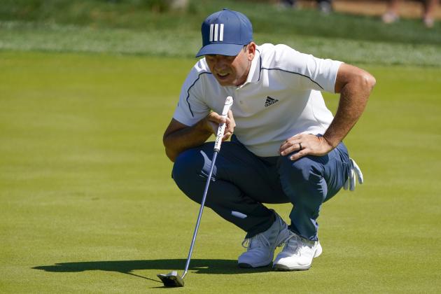 Sergio Garcia, of Spain, lines up a putt on the fifth hole during the first round of the The Players Championship golf tournament Thursday, March 11, 2021, in Ponte Vedra Beach, Fla. (AP Photo/John Raoux)