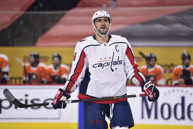 Washington Capitals' Alex Ovechkin in action during an NHL hockey game against the Philadelphia Flyers, Thursday, March 11, 2021, in Philadelphia. (AP Photo/Derik Hamilton)