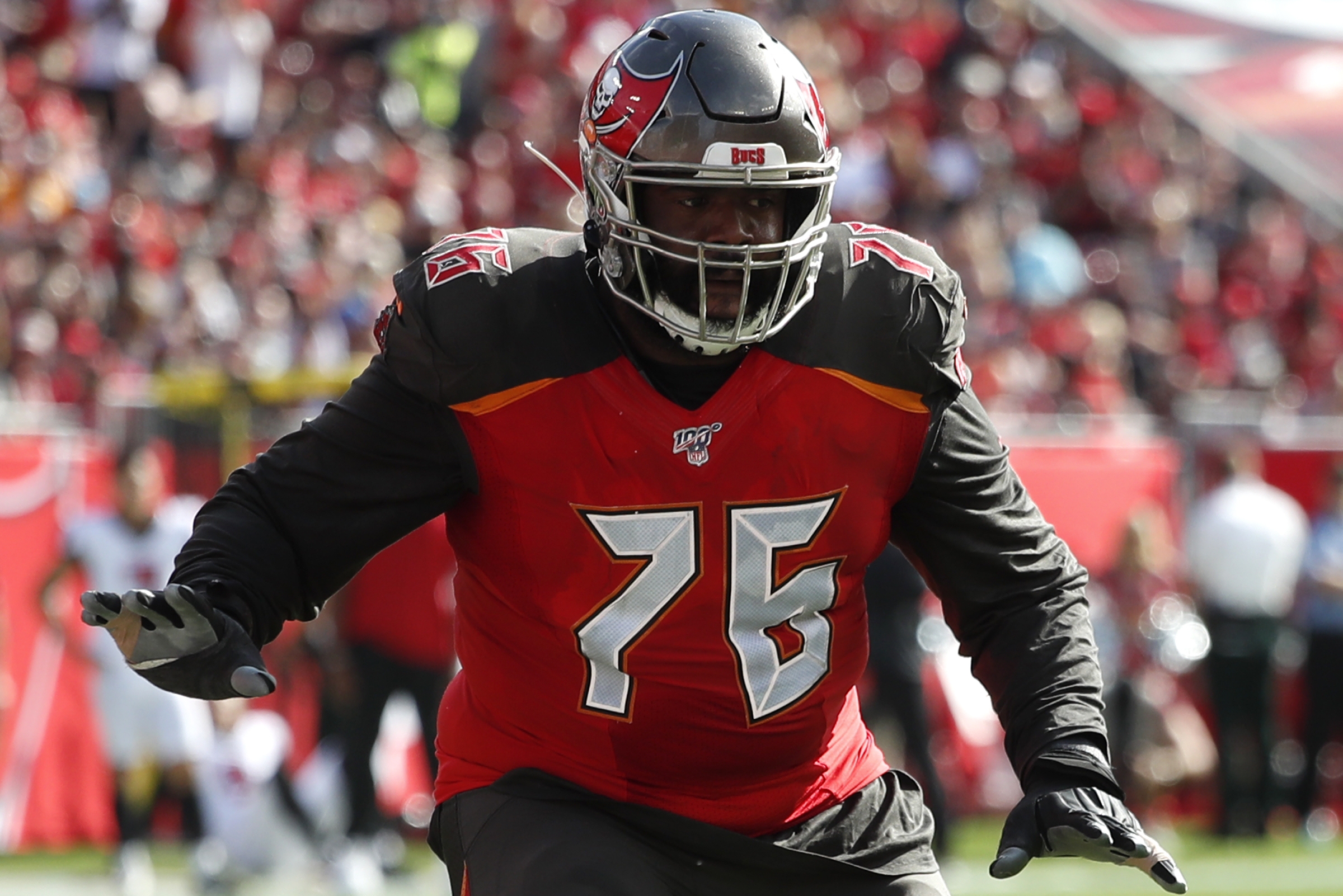 Tampa Bay Buccaneers Offensive Tackle Donovan Smith pass blocks