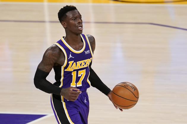 Los Angeles Lakers guard Dennis Schroder dribbles during an NBA basketball game against the Charlotte Hornets Thursday, March 18, 2021, in Los Angeles. (AP Photo/Marcio Jose Sanchez) Los Angeles Lakers guard Dennis Schroder dribbles during an NBA basketball game against the Charlotte Hornets Thursday, March 18, 2021, in Los Angeles. (AP Photo/Marcio Jose Sanchez)