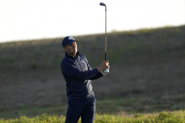 Jordan Spieth watches his shot on the 11th hole during the first round of the Texas Open golf tournament, Thursday, April 1, 2021, in San Antonio. (AP Photo/Eric Gay)