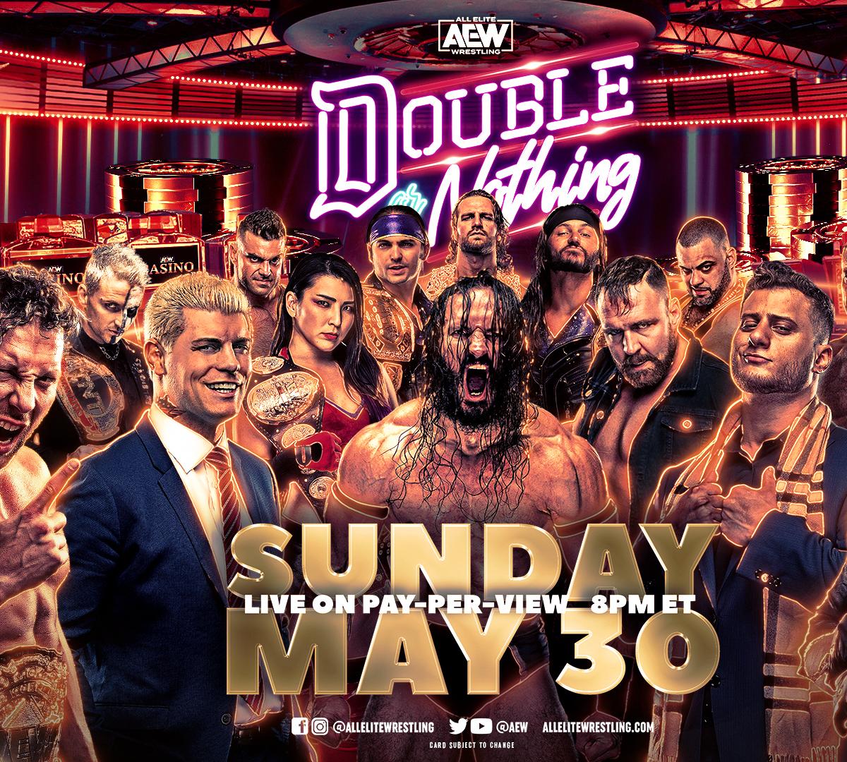 AEW DOUBLE OR NOTHING Pay-Per-View Event to Stream on Bleacher Report,  Sunday, May 29 at 8 p.m. ET
