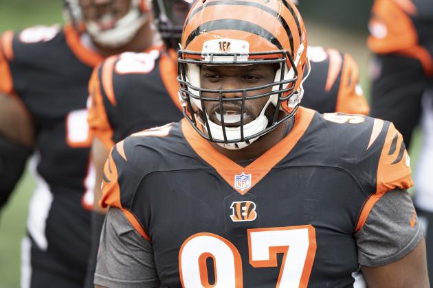 Cincinnati Bengals defensive tackle Geno Atkins (97) prior to an NFL football game against the Dallas Cowboys, Sunday, Dec. 13, 2020, in Cincinnati. (AP Photo/Emilee Chinn)
