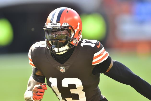Cleveland Browns wide receiver Odell Beckham Jr. runs a route during an NFL football game against the Pittsburgh Steelers, Sunday, Oct. 31, 2021, in Cleveland. The Steelers won 15-10. (AP Photo/David Richard)