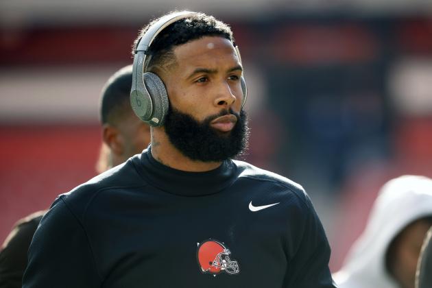FILE - Cleveland Browns wide receiver Odell Beckham Jr. (13) walks off of the field prior to an NFL football game against the Pittsburgh Steelers, Sunday, Oct. 31, 2021, in Cleveland. Beckham agreed to a one-year deal with the Rams on Thursday, Nov. 11, 2021, choosing Los Angeles and its burgeoning super team over several potential free-agent destinations. The Browns released Beckham on Monday midway through his third season in Cleveland. (AP Photo/Kirk Irwin, File)