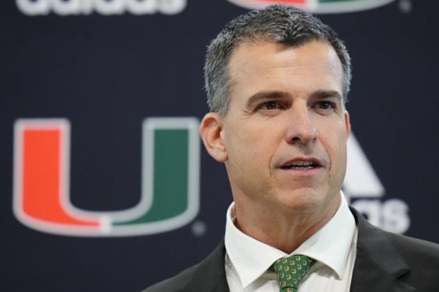 MIAMI, FLORIDA - DECEMBER 07: New Head Coach Mario Cristobal of the Miami Hurricanes speaks with the media during a press conference introducing him at the Carol Soffer Indoor Practice Facility at University of Miami on December 07, 2021 in Miami, Florida. Cristobal becomes the 26th head football coach in the program's history. (Photo by Mark Brown/Getty Images)