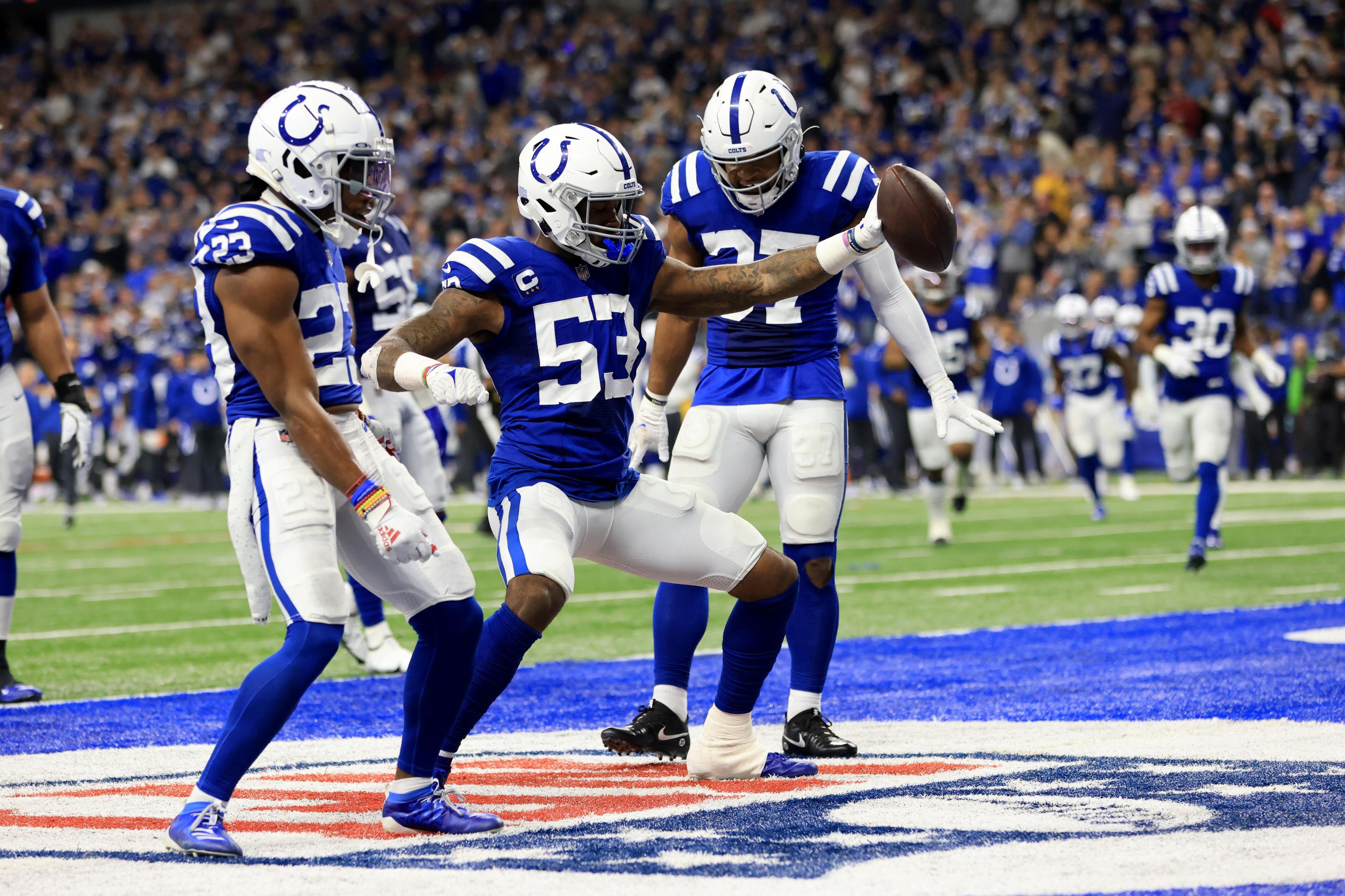 INDIANAPOLIS, IN - DECEMBER 18: Fans look on during the NFL football game  between the New England Patriots and the Indianapolis Colts on December 18,  2021, at Lucas Oil Stadium in Indianapolis