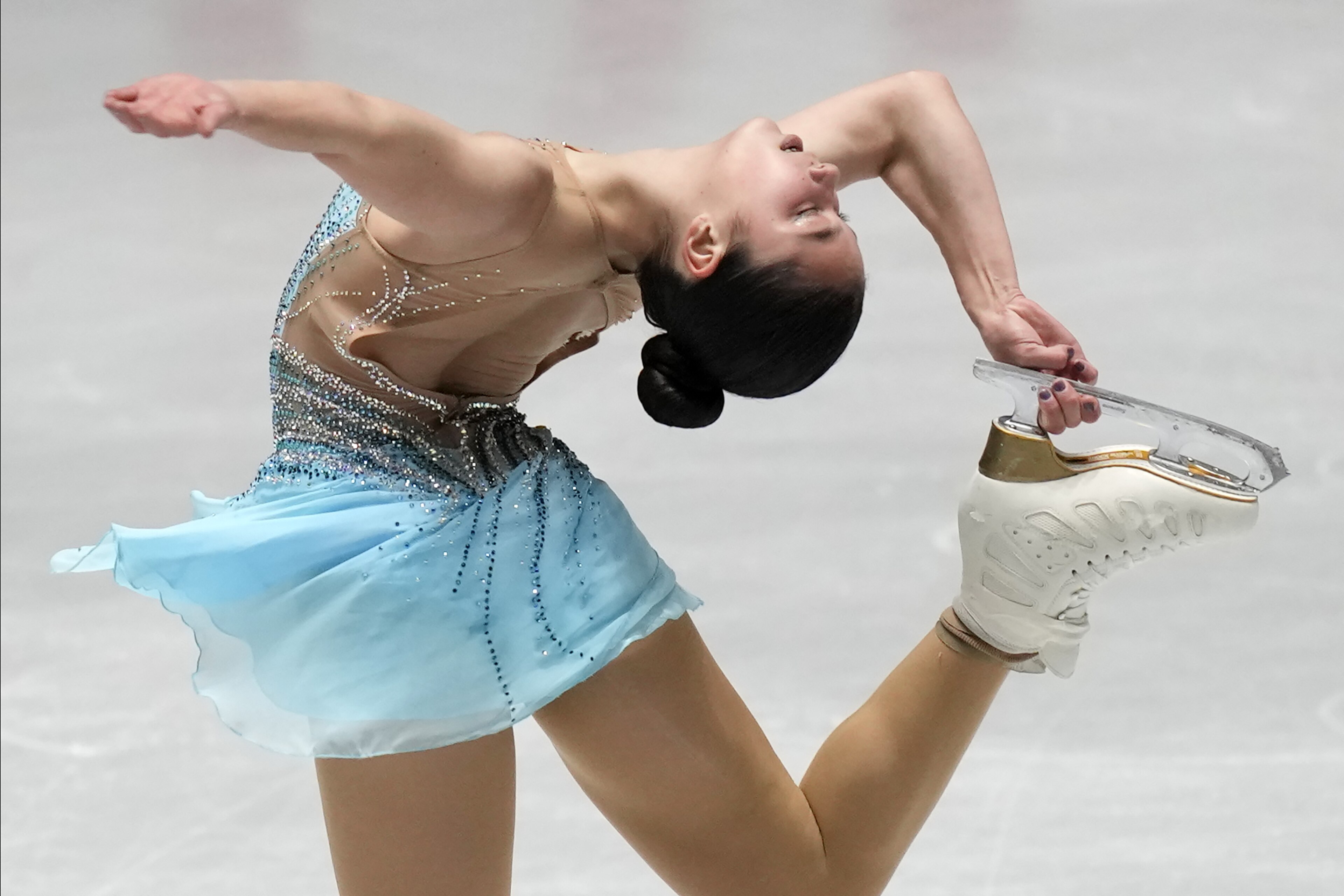 Alysa Liu of the United States performs during the women's free skating at the ISU Grand Prix of Figure Skating NHK Trophy competition in Tokyo, Japan, Saturday, Nov. 13, 2021. (AP Photo/Shuji Kajiyama) Alysa Liu of the United States performs during the women's free skating at the ISU Grand Prix of Figure Skating NHK Trophy competition in Tokyo, Japan, Saturday, Nov. 13, 2021. (AP Photo/Shuji Kajiyama)