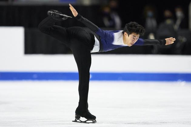 Nathan Chen of the United States skates his free program in the mens competition at Skate Canada International in Vancouver, British Columbia on October 30, 2021. (Photo by Geoff Robins / AFP) (Photo by GEOFF ROBINS/AFP via Getty Images)