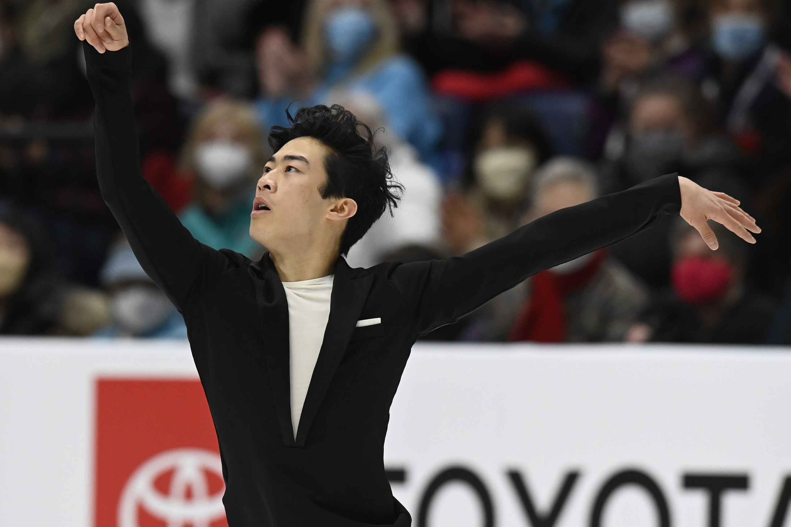 Nathan Chen competes in the men's short program during the U.S. Figure Skating Championships Saturday, Jan. 8, 2022, in Nashville, Tenn. (AP Photo/Mark Zaleski) Nathan Chen competes in the men's short program during the U.S. Figure Skating Championships Saturday, Jan. 8, 2022, in Nashville, Tenn. (AP Photo/Mark Zaleski)