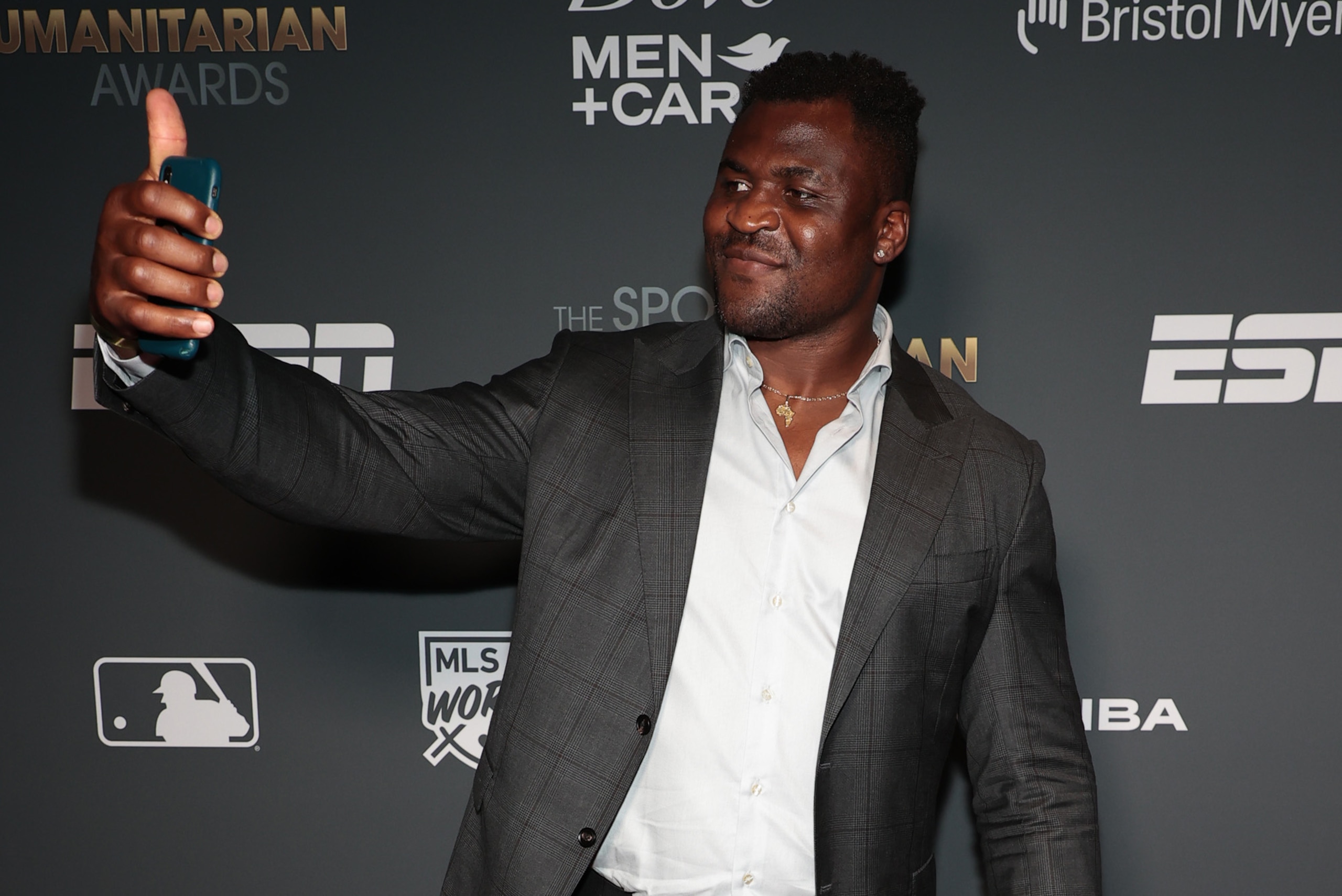 NEW YORK, NEW YORK - JULY 12: Francis Ngannou attends the 2021 Sports Humanitarian Awards on July 12, 2021 in New York City. (Photo by Dimitrios Kambouris/Getty Images)