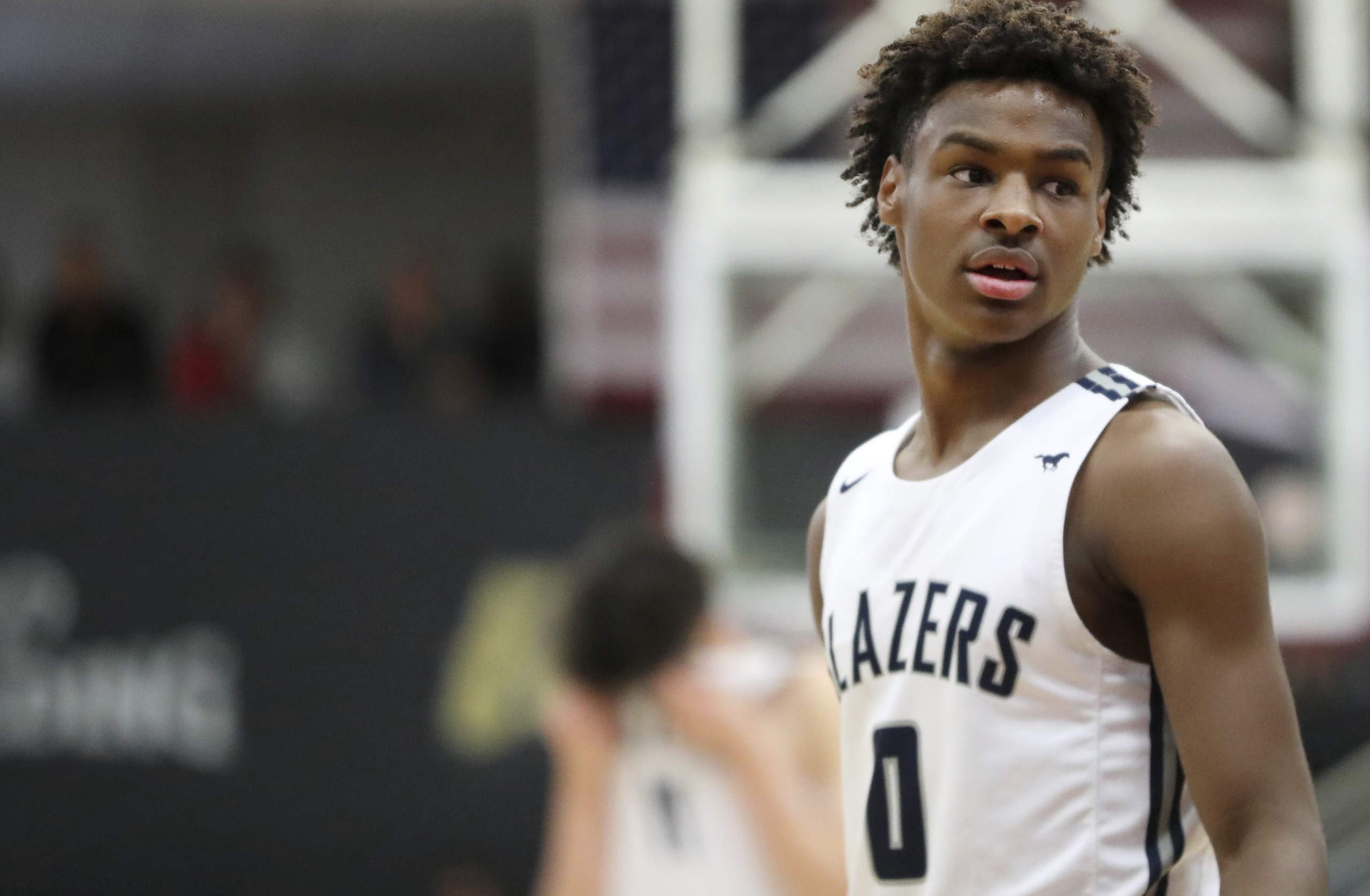 Sierra Canyon's Bronny James #0 in action against Paul VI during a high school basketball game at the Hoophall Classic, Monday, January 20, 2020, in Springfield, MA. (AP Photo/Gregory Payan)