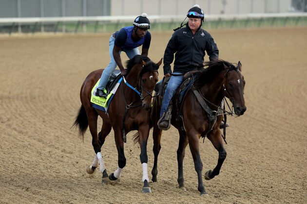 LOUISVILLE, KENTUCKY - MAY 04: Epicenter during the morning training for the Kentucky Derby at Churchill Downs on May 04, 2022 in Louisville, Kentucky. (Photo by Andy Lyons/Getty Images)