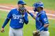 Kansas City's James Shields and Salvador Perez.