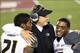 Gary Pinkel celebrates with players after a Missouri win at Indiana this past weekend.
