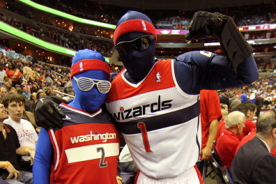 washington wizards mascot g-man (humans are not blue in color..is