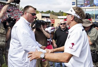 (Left) Head coach Bret Bielema