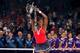 Serena Williams poses with trophy after winning 2012 WTA Championships