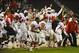 Fresno State celebrates its overtime win against San Diego State.